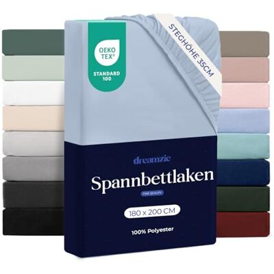Dreamzie Spannbettlaken 180x200cm Mikrofaser Weich – Für Dicke Matratzen – Oeko-Tex Komfort, Atmungsaktivität, Pflegeleicht – Blau Dreamzie Spannbettlaken 180x200cm Mikrofaser Weich – Für Dicke Matratzen – Oeko-Tex Komfort, Atmungsaktivität, Pflegeleicht – Blau