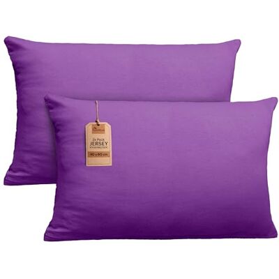 NatureMark 2er Set Jersey Kissenbezüge – Elastisch, weich, atmungsaktiv und hautfreundlich – Waschbare Kissenhülle 40x60 (ideal für Nackenkissen) – Lila NatureMark 2er Set Jersey Kissenbezüge – Elastisch, weich, atmungsaktiv und hautfreundlich – Waschbare Kissenhülle 40x60 (ideal für Nackenkissen) – Lila