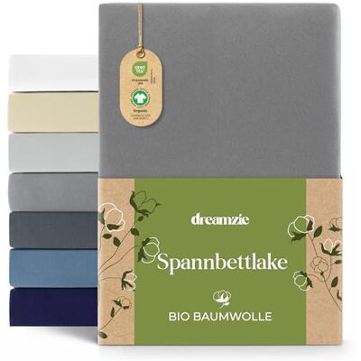 Dreamzie Spannbettlaken 180x200cm 200x200 cm Premium 150 g/m² 100% Biobaumwolle Jersey Oeko-Tex Spannbetttuch Anthrazit Dreamzie Spannbettlaken 180x200cm 200x200 cm Premium 150 g/m² 100% Biobaumwolle Jersey Oeko-Tex Spannbetttuch Anthrazit
