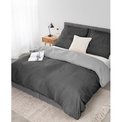 lionto dibea Renforcé-Wendebettwäsche aus 100% Baumwolle, 155x220 cm, Kissenbezug 80x80 cm, 2-teilige Bettwäsche zu jeder Jahreszeit, pflegeleicht und formstabil, inkl. Oeko-TEX Zertifikat, grau lionto dibea Renforcé-Wendebettwäsche aus 100% Baumwolle, 155x220 cm, Kissenbezug 80x80 cm, 2-teilige Bettwäsche zu jeder Jahreszeit, pflegeleicht und formstabil, inkl. Oeko-TEX Zertifikat, grau