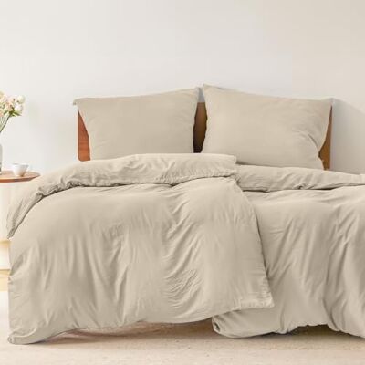 Dreamzie Bettwäsche 135x200 4teilig Set Beige – Bettbezug mit 2 Kissenbezug 80x80 – Mikrofaser Weich & Pflegeleicht Oeko-Tex Dreamzie Bettwäsche 135x200 4teilig Set Beige – Bettbezug mit 2 Kissenbezug 80x80 – Mikrofaser Weich & Pflegeleicht Oeko-Tex