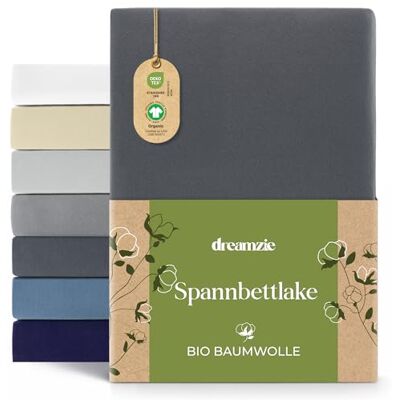 Dreamzie Spannbettlaken 70x160 cm Premium 150 g/m² 100% Biobaumwolle Jersey Oeko-Tex Spannbetttuch Dunkelgrau Dreamzie Spannbettlaken 70x160 cm Premium 150 g/m² 100% Biobaumwolle Jersey Oeko-Tex Spannbetttuch Dunkelgrau
