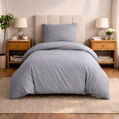 Komfortec Premium Bettwäsche 135x200 mit 1 Kissenbezug 80x80 cm Set aus Gebürstetes Mikrofaser Grau Komfortec Premium Bettwäsche 135x200 mit 1 Kissenbezug 80x80 cm Set aus Gebürstetes Mikrofaser Grau