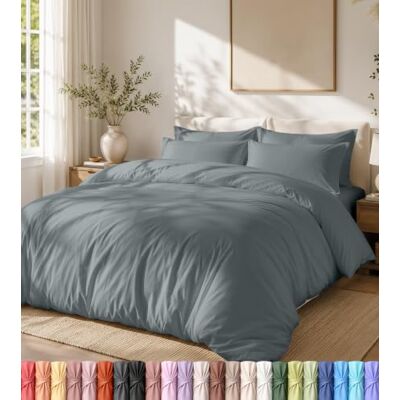 Utopia Bedding Leichtes Bettbezug-Set mit 50 x 65 cm Kissenbezügen, 220 x 220 cm, weiches Mikrofaser-Polyester (Grau) Utopia Bedding Leichtes Bettbezug-Set mit 50 x 65 cm Kissenbezügen, 220 x 220 cm, weiches Mikrofaser-Polyester (Grau)