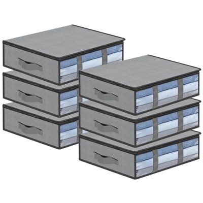 AiQInu Unterbett Aufbewahrungsbox,6 Stück Unterbettkommode mit Sichtfenster und 4 Haltegriffen 60x 45x 15 cm, Faltbare Unterbett-Aufbewahrungstasche Kleideraufbewahrung für Kleidung Decken Bettdecken AiQInu Unterbett Aufbewahrungsbox,6 Stück Unterbettkommode mit Sichtfenster und 4 Haltegriffen 60x 45x 15 cm, Faltbare Unterbett-Aufbewahrungstasche Kleideraufbewahrung für Kleidung Decken Bettdecken