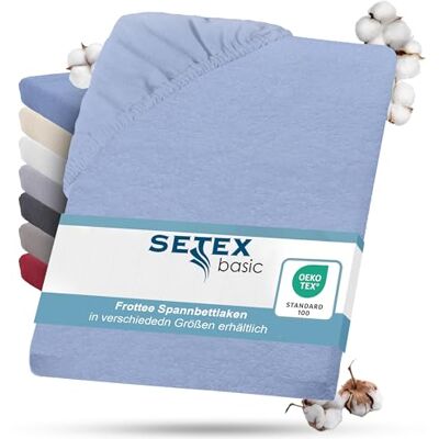 SETEX Frottier Bettlaken mit Gummizug kuschelig weich Frottier Spannbettlaken aus 80% Baumwolle, 20% Polyester mit rundum Spanngummi Bettwäsche ganzjährig Betttuch 90x200 cm blau SETEX Frottier Bettlaken mit Gummizug kuschelig weich Frottier Spannbettlaken aus 80% Baumwolle, 20% Polyester mit rundum Spanngummi Bettwäsche ganzjährig Betttuch 90x200 cm blau