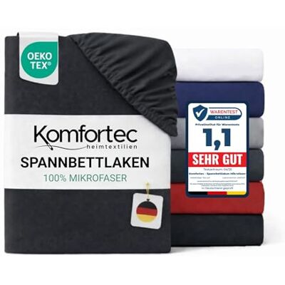 Komfortec Mikrofaser Spannbettlaken 90x200 cm – Weiches Spannbetttuch mit Rundumgummi – Fitted Sheet für Matratzen bis 30 cm – Anthrazit – Oeko-Tex – Pflegeleicht & Hautfreundlich – 90g/m² Komfortec Mikrofaser Spannbettlaken 90x200 cm – Weiches Spannbetttuch mit Rundumgummi – Fitted Sheet für Matratzen bis 30 cm – Anthrazit – Oeko-Tex – Pflegeleicht & Hautfreundlich – 90g/m²