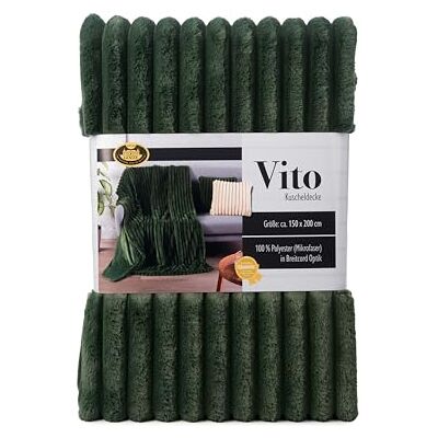 Gözze Wohndecke Vito, Luxuriöse Fellimitat-Decke, Cord-Kuscheldecke mit weicher Rückseite, 150 x 200 cm Salbei Gözze Wohndecke Vito, Luxuriöse Fellimitat-Decke, Cord-Kuscheldecke mit weicher Rückseite, 150 x 200 cm Salbei