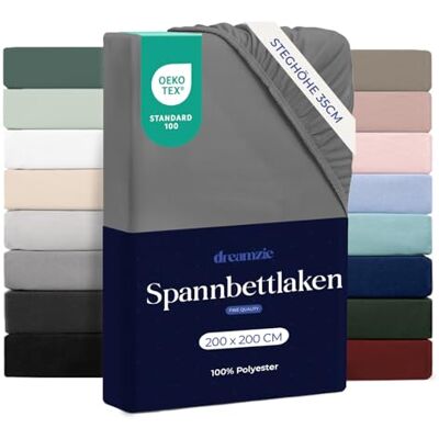 Dreamzie Spannbettlaken 200x200 Mikrofaser Weich – Für Dicke Matratzen – Oeko-Tex Komfort, Atmungsaktivität, Pflegeleicht – Anthrazit Dreamzie Spannbettlaken 200x200 Mikrofaser Weich – Für Dicke Matratzen – Oeko-Tex Komfort, Atmungsaktivität, Pflegeleicht – Anthrazit