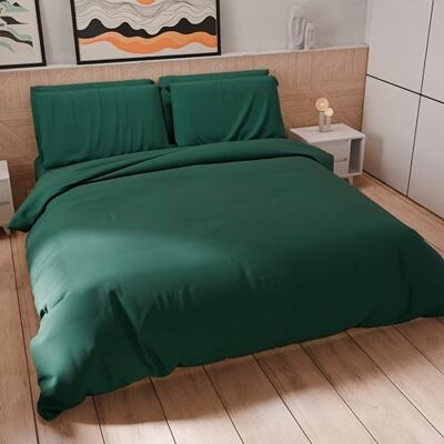 PETTI Artigiani Italiani Bettwäsche-Set für Einzelbett, 150 x 200 cm (1 Kissenbezug 50 x 80 cm inklusive), Bettbezug aus weicher Mikrofaser, einfarbig, Smaragdgrün PETTI Artigiani Italiani Bettwäsche-Set für Einzelbett, 150 x 200 cm (1 Kissenbezug 50 x 80 cm inklusive), Bettbezug aus weicher Mikrofaser, einfarbig, Smaragdgrün