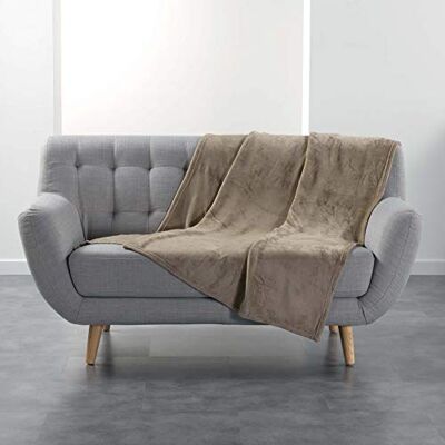 Douceur d'Intérieur FLANOU Decke, Polyester, Taupe, 125 x 150 cm Douceur d'Intérieur FLANOU Decke, Polyester, Taupe, 125 x 150 cm