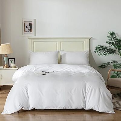 Good Nite Bettbezug-Set mit Kissenbezügen, weiche Mikrofaser, weiß, Kingsize-Bett: 230 x 220 cm Good Nite Bettbezug-Set mit Kissenbezügen, weiche Mikrofaser, weiß, Kingsize-Bett: 230 x 220 cm