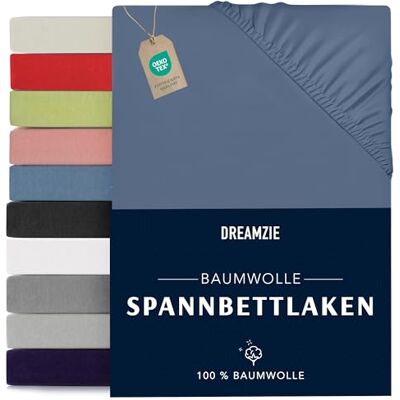 Dreamzie Spannbettlaken 100x200cm Baumwolle Oeko Tex Zertifiziert Blau 100% Jersey Spannbetttuch 100x200 Dreamzie Spannbettlaken 100x200cm Baumwolle Oeko Tex Zertifiziert Blau 100% Jersey Spannbetttuch 100x200