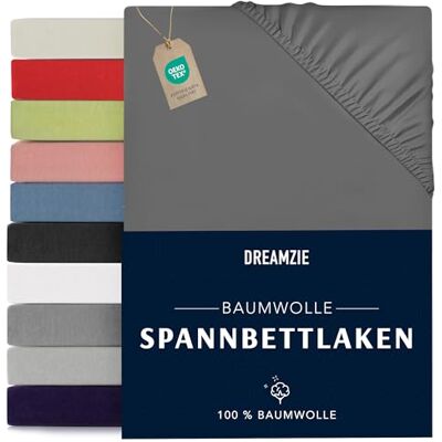 Dreamzie Spannbettlaken 100x200cm Baumwolle Oeko Tex Zertifiziert Anthrazitgrau 100% Jersey Spannbetttuch 100x200 Dreamzie Spannbettlaken 100x200cm Baumwolle Oeko Tex Zertifiziert Anthrazitgrau 100% Jersey Spannbetttuch 100x200