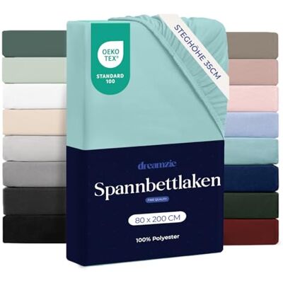 Dreamzie Spannbettlaken 80x200 Mikrofaser Weich – Für Dicke Matratzen – Oeko-Tex Komfort, Atmungsaktivität, Pflegeleicht – Aqua Dreamzie Spannbettlaken 80x200 Mikrofaser Weich – Für Dicke Matratzen – Oeko-Tex Komfort, Atmungsaktivität, Pflegeleicht – Aqua