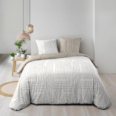 Douceur d'Intérieur , Wendebettwäsche, 3-teilig (240 x 220 cm), Modul, 100% Baumwolle, Natur Douceur d'Intérieur , Wendebettwäsche, 3-teilig (240 x 220 cm), Modul, 100% Baumwolle, Natur