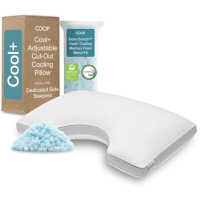 Coop Home Goods Eden Cool+ Verstellbares Cut-Out-Kissen, King-Size, mit Kühlgel & Schulterausschnitt zur Stützung des Kopfes, Seitenschläferkissen, Nackenstütze zum Schlafen, CertiPUR-US/Greenguard Coop Home Goods Eden Cool+ Verstellbares Cut-Out-Kissen, King-Size, mit Kühlgel & Schulterausschnitt zur Stützung des Kopfes, Seitenschläferkissen, Nackenstütze zum Schlafen, CertiPUR-US/Greenguard