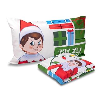 hermet The Elf On The Shelf Bettwäsche-Set für Einzelbett, Einzelbett, Bettlaken, Spannbettlaken, Kissenbezug, 100% Baumwolle, Weihnachten, offizielles Produkt hermet The Elf On The Shelf Bettwäsche-Set für Einzelbett, Einzelbett, Bettlaken, Spannbettlaken, Kissenbezug, 100% Baumwolle, Weihnachten, offizielles Produkt