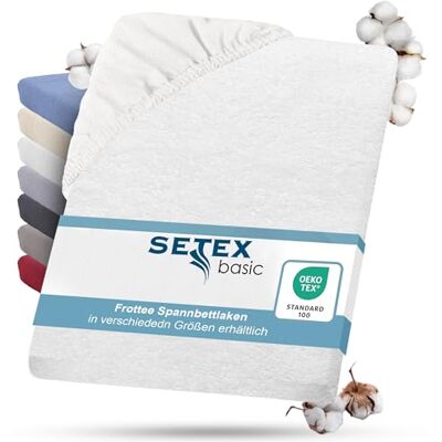 SETEX Frottier Bettlaken mit Gummizug kuschelig weich Frottier Spannbettlaken aus 80% Baumwolle, 20% Polyester mit rundum Spanngummi Bettwäsche ganzjährig Betttuch 90x200 cm weiß SETEX Frottier Bettlaken mit Gummizug kuschelig weich Frottier Spannbettlaken aus 80% Baumwolle, 20% Polyester mit rundum Spanngummi Bettwäsche ganzjährig Betttuch 90x200 cm weiß