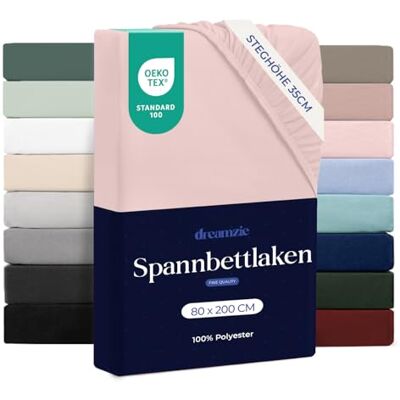 Dreamzie Spannbettlaken 80x200 Mikrofaser Weich – Für Dicke Matratzen – Oeko-Tex Komfort, Atmungsaktivität, Pflegeleicht – Rosa Dreamzie Spannbettlaken 80x200 Mikrofaser Weich – Für Dicke Matratzen – Oeko-Tex Komfort, Atmungsaktivität, Pflegeleicht – Rosa