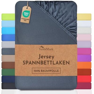 NatureMark Jersey Spannbettlaken, Spannbetttuch 100% Baumwolle in vielen Größen und Farben MARKENQUALITÄT ÖKOTEX Standard 100 180 x 200 cm 200 x 200 cm anthrazit grau NatureMark Jersey Spannbettlaken, Spannbetttuch 100% Baumwolle in vielen Größen und Farben MARKENQUALITÄT ÖKOTEX Standard 100 180 x 200 cm 200 x 200 cm anthrazit grau