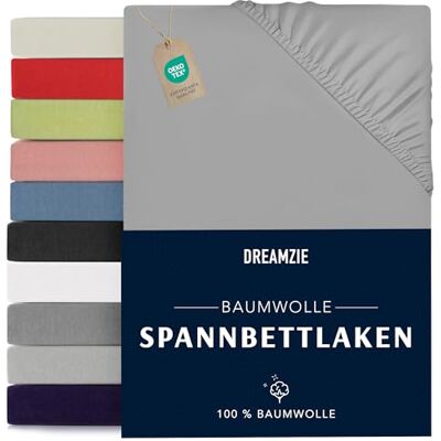 Dreamzie Spannbettlaken 200x200cm Baumwolle Oeko Tex Zertifiziert Grau 100% Jersey Spannbetttuch 200x200 Dreamzie Spannbettlaken 200x200cm Baumwolle Oeko Tex Zertifiziert Grau 100% Jersey Spannbetttuch 200x200