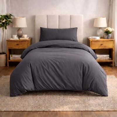 Komfortec Premium Bettwäsche 135x200 mit 1 Kissenbezug 40x80 cm Set aus Gebürstetes Mikrofaser Anthrazit Komfortec Premium Bettwäsche 135x200 mit 1 Kissenbezug 40x80 cm Set aus Gebürstetes Mikrofaser Anthrazit