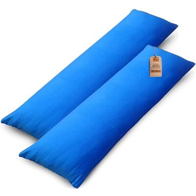 NatureMark 2er Set Jersey Kissenbezüge – 100% Baumwolle – Mit Reißverschluss – Weich & Atmungsaktiv – Royal Blau, 40x145 cm (Seitenschläferkissen) NatureMark 2er Set Jersey Kissenbezüge – 100% Baumwolle – Mit Reißverschluss – Weich & Atmungsaktiv – Royal Blau, 40x145 cm (Seitenschläferkissen)