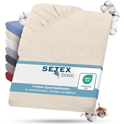 SETEX Frottier Bettlaken mit Gummizug kuschelig weich Frottier Spannbettlaken aus 80% Baumwolle, 20% Polyester mit rundum Spanngummi Bettwäsche ganzjährig Betttuch 90x200 Offwhite SETEX Frottier Bettlaken mit Gummizug kuschelig weich Frottier Spannbettlaken aus 80% Baumwolle, 20% Polyester mit rundum Spanngummi Bettwäsche ganzjährig Betttuch 90x200 Offwhite