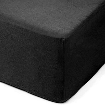 AMAGO - Baumwoll Spannbettlaken 50cm, 180x200cm, Schwarz - Bettwäsche AMAGO - Baumwoll Spannbettlaken 50cm, 180x200cm, Schwarz - Bettwäsche
