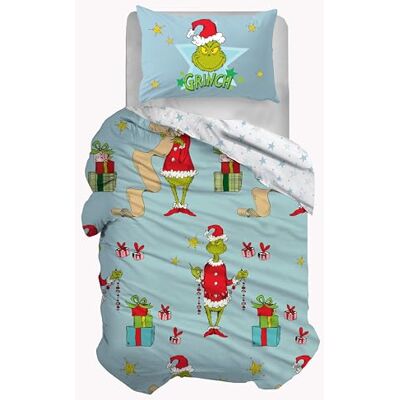 hermet Grinch Bettwäsche-Set für Einzelbett, aus 100% Baumwolle, Bettbezug für Einzelbett, Bettbezug + Kissenbezug hermet Grinch Bettwäsche-Set für Einzelbett, aus 100% Baumwolle, Bettbezug für Einzelbett, Bettbezug + Kissenbezug