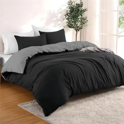Dreamzie Bettwäsche Set 200x200 cm mit 2 Kissenbezügen 65x65 cm Schwarz/Dunkelgrau 1 Bettbezug 200x200 aus 100% Mikrofaser Zertifiziert ohne Chemikalien (Oeko TEX) Dreamzie Bettwäsche Set 200x200 cm mit 2 Kissenbezügen 65x65 cm Schwarz/Dunkelgrau 1 Bettbezug 200x200 aus 100% Mikrofaser Zertifiziert ohne Chemikalien (Oeko TEX)