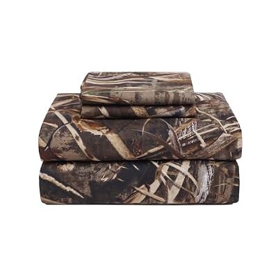 VISI-ONE Realtree Max-5 Full Camo 4-teiliges Bettlaken-Set, leicht, kühlend, knitterfreie Mikrofaser, 38,1 cm tief, Unisex, rustikaler Western-Stil, Bauernhaus-Stil für Zuhause, Wohnmobile und Camping VISI-ONE Realtree Max-5 Full Camo 4-teiliges Bettlaken-Set, leicht, kühlend, knitterfreie Mikrofaser, 38,1 cm tief, Unisex, rustikaler Western-Stil, Bauernhaus-Stil für Zuhause, Wohnmobile und Camping