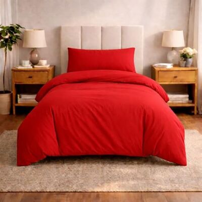 Komfortec Premium Bettwäsche 135x200 mit 1 Kissenbezug 40x80 cm Set aus Gebürstetes Mikrofaser Rot Komfortec Premium Bettwäsche 135x200 mit 1 Kissenbezug 40x80 cm Set aus Gebürstetes Mikrofaser Rot