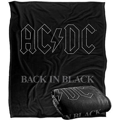 LOGOVISION ACDC Back In Schwarz Superweiche Kuscheldecke mit seidigem Griff – 152 x 127 cm LOGOVISION ACDC Back In Schwarz Superweiche Kuscheldecke mit seidigem Griff – 152 x 127 cm