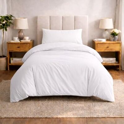 Komfortec Premium Bettwäsche 155x220 mit 1 Kissenbezug 40x80 cm Set aus Gebürstetes Mikrofaser Weiß Komfortec Premium Bettwäsche 155x220 mit 1 Kissenbezug 40x80 cm Set aus Gebürstetes Mikrofaser Weiß