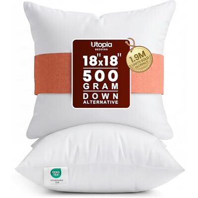 Utopia Bedding 2er Set Kissenfüllung 45 x 45 cm, Innenkissen Füllkissen Kopfkissen Sofakissen (Weiß) Utopia Bedding 2er Set Kissenfüllung 45 x 45 cm, Innenkissen Füllkissen Kopfkissen Sofakissen (Weiß)