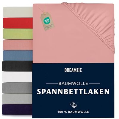 Dreamzie Spannbettlaken 70x190/200cm Baumwolle Oeko Tex Zertifiziert Rosa 100% Jersey Spannbetttuch 70x190/200 Dreamzie Spannbettlaken 70x190/200cm Baumwolle Oeko Tex Zertifiziert Rosa 100% Jersey Spannbetttuch 70x190/200
