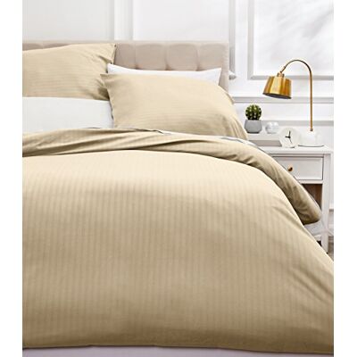 Amazon Basics Bettwäsche 240x260 3teilig Mikrofaser, Bettbezug 240 x 260 cm & 2 Kissenbezüge 65 x 65 cm, mit Druckknöpfen, Beige, Gestreift Amazon Basics Bettwäsche 240x260 3teilig Mikrofaser, Bettbezug 240 x 260 cm & 2 Kissenbezüge 65 x 65 cm, mit Druckknöpfen, Beige, Gestreift