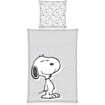Herding Peanuts Bettwäsche-Set, Wendemotiv, Kopfkissenbezug 70 x 90 cm, Bettbezug 140 x 200 cm, Mit Reißverschluss, 100% Baumwolle/Renforcé, Grau Herding Peanuts Bettwäsche-Set, Wendemotiv, Kopfkissenbezug 70 x 90 cm, Bettbezug 140 x 200 cm, Mit Reißverschluss, 100% Baumwolle/Renforcé, Grau