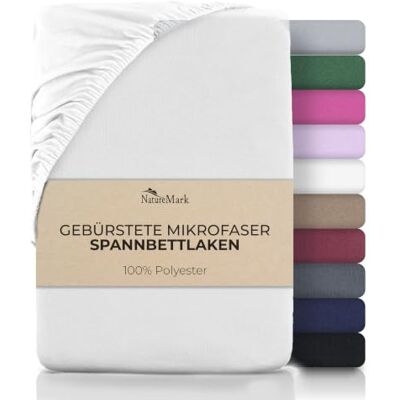 NatureMark Mikrofaser Spannbettlaken – weich, atmungsaktiv und pflegeleicht – hautfreundlich, schnelltrocknend und formstabil 140x200 cm, Weiß NatureMark Mikrofaser Spannbettlaken – weich, atmungsaktiv und pflegeleicht – hautfreundlich, schnelltrocknend und formstabil 140x200 cm, Weiß