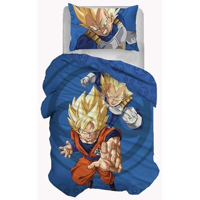 hermet Dragonball, Bettwäsche-Set für Einzelbett, aus Baumwolle, 100% Baumwolle, Bettbezug 155 x 200 cm, Kissenbezug 50 x 80 cm, für Kinderzimmer, offizielles Produkt, kein Spannbettlaken hermet Dragonball, Bettwäsche-Set für Einzelbett, aus Baumwolle, 100% Baumwolle, Bettbezug 155 x 200 cm, Kissenbezug 50 x 80 cm, für Kinderzimmer, offizielles Produkt, kein Spannbettlaken