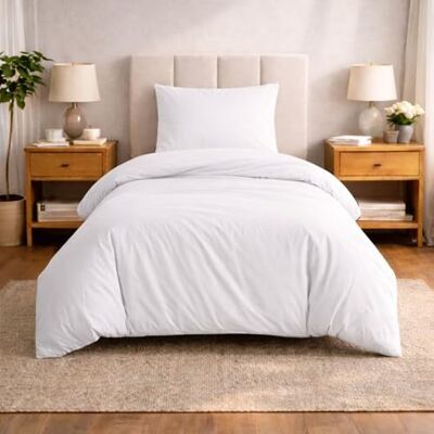 Komfortec Premium Bettwäsche 135x200 mit 1 Kissenbezug 80x80 cm Set aus Gebürstetes Mikrofaser Weiß Komfortec Premium Bettwäsche 135x200 mit 1 Kissenbezug 80x80 cm Set aus Gebürstetes Mikrofaser Weiß