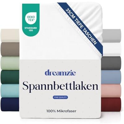 Dreamzie Spannbettlaken 120x200cm 35 cm Tiefe Tasche 100% Mikrofaser Bettlaken Elfenbein, Schadstoffgeprüft(Oeko TEX), Bettlaken mit Gummizug Dreamzie Spannbettlaken 120x200cm 35 cm Tiefe Tasche 100% Mikrofaser Bettlaken Elfenbein, Schadstoffgeprüft(Oeko TEX), Bettlaken mit Gummizug