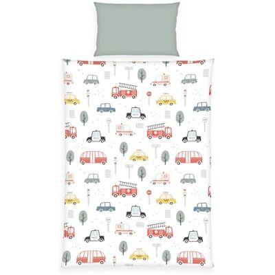 Herding babybest Flanell-Bettwäsche-Set, Fahrzeuge, Kopfkissenbezug 40 x 60 cm, Bettbezug 100 x 135 cm, 100% Baumwolle/Flanell, Grün Herding babybest Flanell-Bettwäsche-Set, Fahrzeuge, Kopfkissenbezug 40 x 60 cm, Bettbezug 100 x 135 cm, 100% Baumwolle/Flanell, Grün