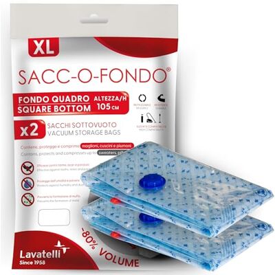 Lavatelli Set von 2 Vakuumbeutel für Kleidung mit Luftdichtem Ventil, extra große XL 80x105x35cm, vakuumsack ideal für Verschiedene Kleidungsstücke, Doppelt versiegelte Verschlüsse Lavatelli Set von 2 Vakuumbeutel für Kleidung mit Luftdichtem Ventil, extra große XL 80x105x35cm, vakuumsack ideal für Verschiedene Kleidungsstücke, Doppelt versiegelte Verschlüsse