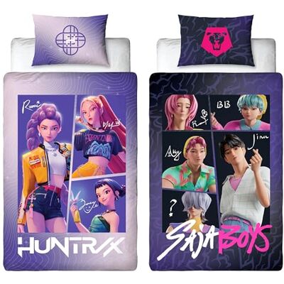 KPop Demon Hunters Offiziell Lizenziertes K-Pop-Demon-Hunters-Bettwäscheset mit Einzelbettbezug Wende-Bettwäsche von Unite Design mit passendem Kissenbezug Ideal für Kinderzimmer Poly-Baumwolle KPop Demon Hunters Offiziell Lizenziertes K-Pop-Demon-Hunters-Bettwäscheset mit Einzelbettbezug Wende-Bettwäsche von Unite Design mit passendem Kissenbezug Ideal für Kinderzimmer Poly-Baumwolle