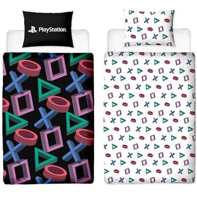 Playstation Offizielles Bettwäsche-Set für Einzelbett, abstraktes Design, wendbar, 2-seitig, offizielles Merchandise-Produkt, inklusive passendem Kissenbezug, Gaming-Einzelbett-Steppdecke Playstation Offizielles Bettwäsche-Set für Einzelbett, abstraktes Design, wendbar, 2-seitig, offizielles Merchandise-Produkt, inklusive passendem Kissenbezug, Gaming-Einzelbett-Steppdecke