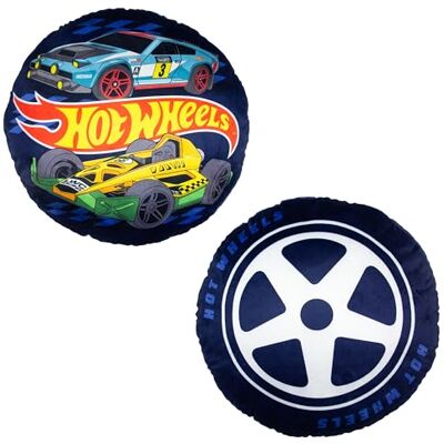 Character World Offiziell Lizenziertes, rundes Kissen von Hot Wheels Rennwagen-Rad Gefülltes, rundes Plüschkissen im Autobahn-Design Perfekt für Schlafzimmer oder Gaming-Dekor 40 x 40 cm Character World Offiziell Lizenziertes, rundes Kissen von Hot Wheels Rennwagen-Rad Gefülltes, rundes Plüschkissen im Autobahn-Design Perfekt für Schlafzimmer oder Gaming-Dekor 40 x 40 cm