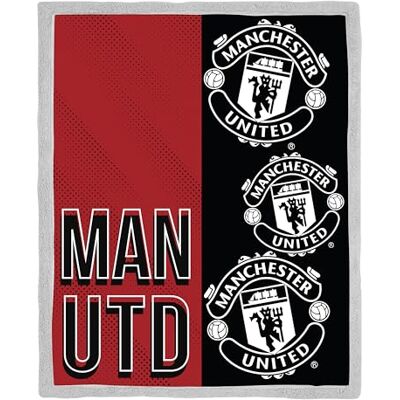 Character World Manchester United FC Offizielle Fleecedecke Superweiche, warme Decke mit Sherpa-Rückseite, Stacked-Design Perfekt für Zuhause, Schlafzimmer, Übernachtungen & Camping Größe 120 x 150 cm Character World Manchester United FC Offizielle Fleecedecke Superweiche, warme Decke mit Sherpa-Rückseite, Stacked-Design Perfekt für Zuhause, Schlafzimmer, Übernachtungen & Camping Größe 120 x 150 cm